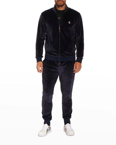 Robert Graham Dunster Cotton Blend Velour Jacket In Navy
