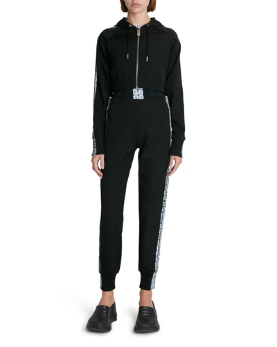 Shop Givenchy 4g Spray-print Cropped Hooded Jacket In Black