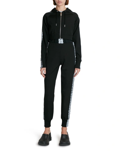 Givenchy Black Chito Edition 4g Tag Cropped Zip Hoodie In Black