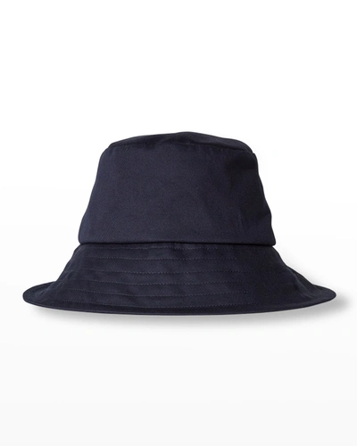 Shop Janessa Leone Brody Bucket Hat W/ Straps In Navy