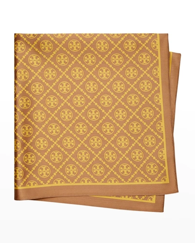 Shop Tory Burch T-monogram Two-tone Scarf In 701 Gold Antique
