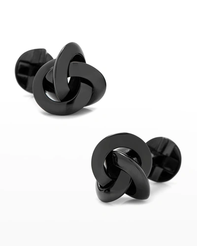 Shop Cufflinks, Inc Men's Sterling Silver Black Knot Cufflinks