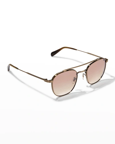 Shop Oliver Peoples Mandeville Square Metal/plastic Sunglasses In Brown
