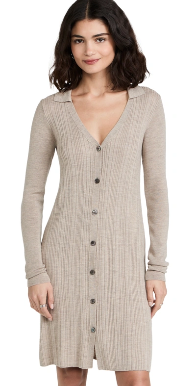 Shop Atm Anthony Thomas Melillo Merino Wool Button Front Sweater Dress In Sparrow