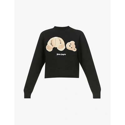Shop Palm Angels Bear-print Cotton-jersey Sweatshirt In Black Brow