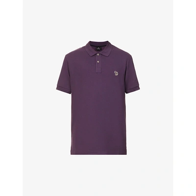 Shop Ps By Paul Smith Mens Purple Zebra-embroidered Organic-cotton Piqué Polo Shirt Xl