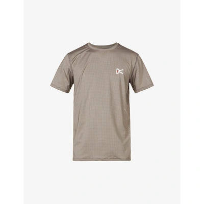 Shop District Vision Peace Tech Brand-embroidered Stretch-mesh T-shirt In Grey