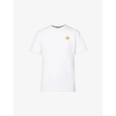 Shop Comme Des Garçons Play Heart Logo-print Cotton-jersey T-shirt In White