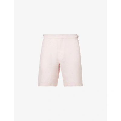 Shop Orlebar Brown Norwich Straight-leg Linen Shorts In Quartz