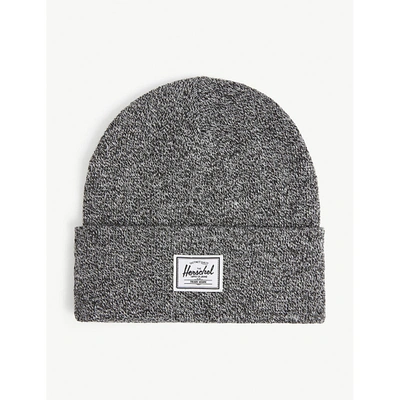 Shop Herschel Supply Co Elmer Logo-embroidered Knitted Beanie Hat In Heather Black