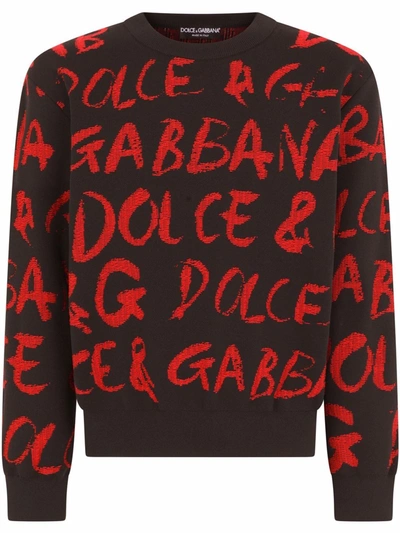 Shop Dolce & Gabbana Logo-print Crew-neck Jumper In Schwarz