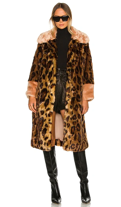 Shop Unreal Fur Express Faux Fur Coat In Leopard & Peach