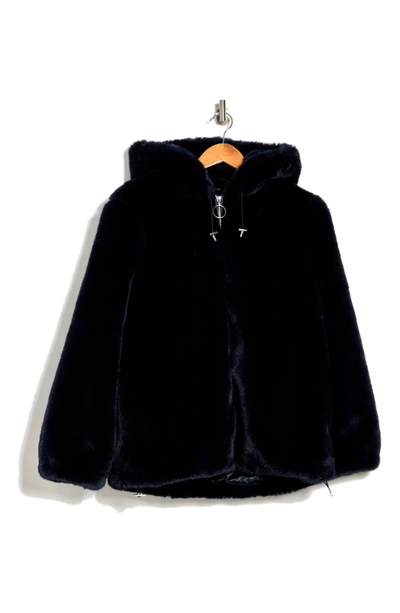 Rebecca Minkoff Aria Hooded Faux Fur Jacket In Dark Navy | ModeSens