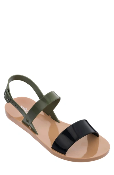 Shop Melissa Lip Quarter-strap Sandal In Beige/ Black/ Green