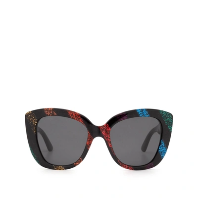 Shop Gucci Gg0327s Black Glitter Fe In .