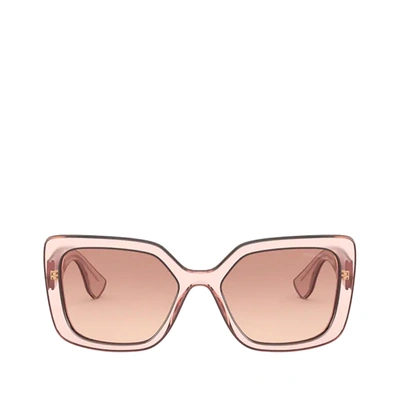 Shop Miu Miu Mu 09vs Pink Transparent Female Sunglasses