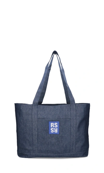 Shop Raf Simons Logo Patch Tote Bag In Navy