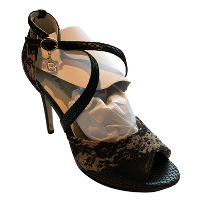 Pre-owned Laura Biagiotti Glitter Sandals In Black