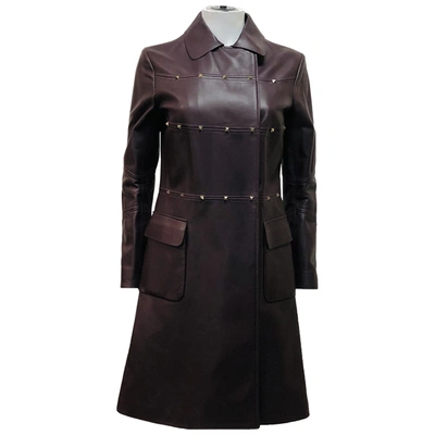 Pre-owned Valentino Leather Coat In Purple