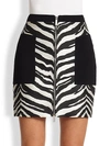 EMANUEL UNGARO Zebra Print Zip-Front Skirt