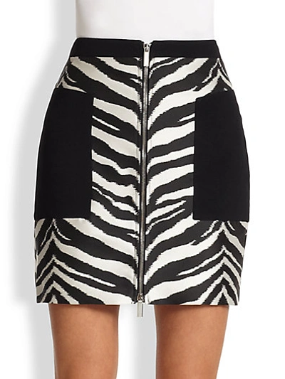 Emanuel Ungaro Zebra Print Zip-front Skirt In Black