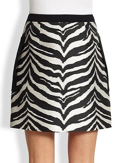 Shop Emanuel Ungaro Zebra Print Zip-front Skirt In Black White