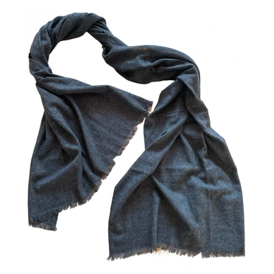 Pre-owned Malo Wool Scarf & Pocket Square In Anthracite