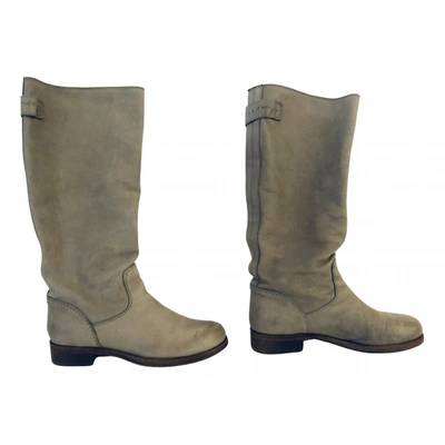 Pre-owned Manila Grace Leather Boots In Grey