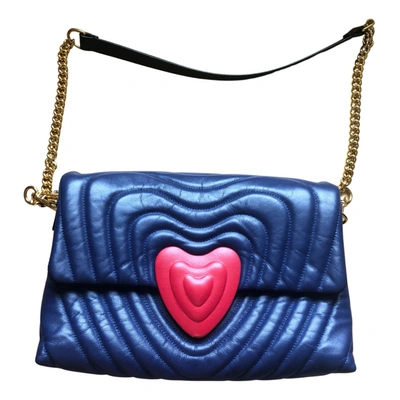Pre-owned Escada Heart Bag Leather Handbag In Blue