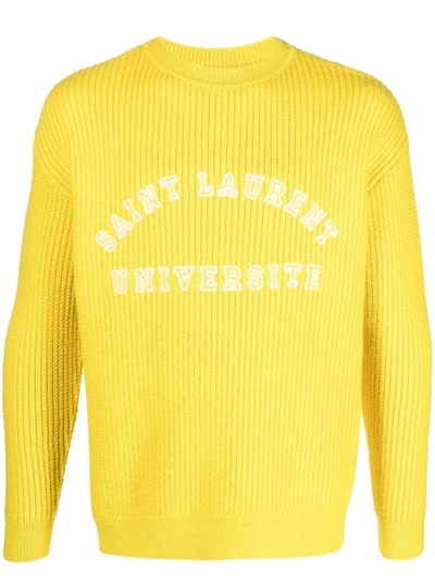 Shop Saint Laurent Men's Yellow Wool Sweater