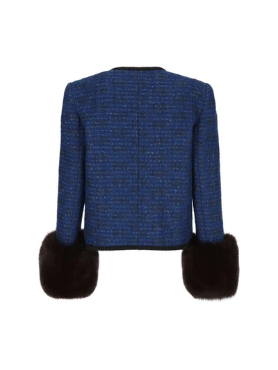 Shop Saint Laurent Women's Blue Other Materials Blazer