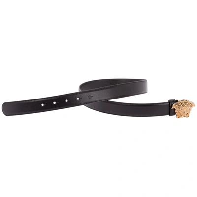 Shop Versace Women's Genuine Leather Belt   La Medusa In Black