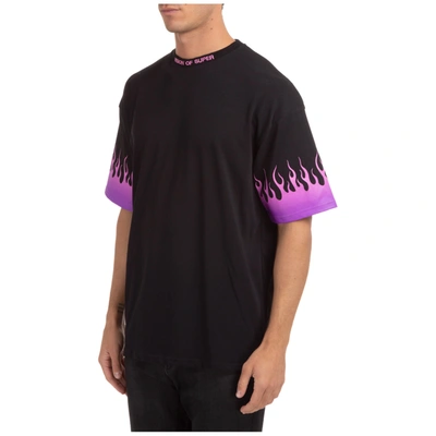 T-shirts Vision Of Super - Black T-shirt with purple flames