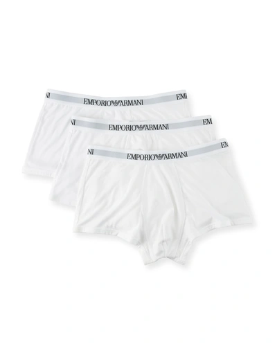 Shop Emporio Armani Men's 3-pack Trunk Boxer Briefs In White