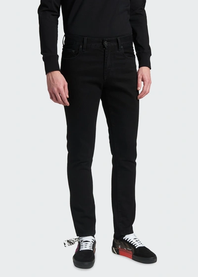 Shop Off-white Men's Diagonal-pocket Skinny Jeans In Black White