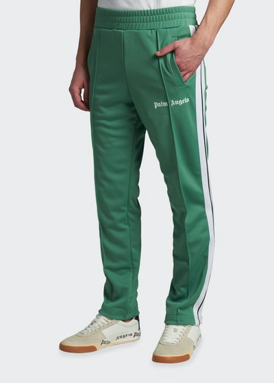 Shop Palm Angels Men's Classic Side-stripe Track Pants In Green White
