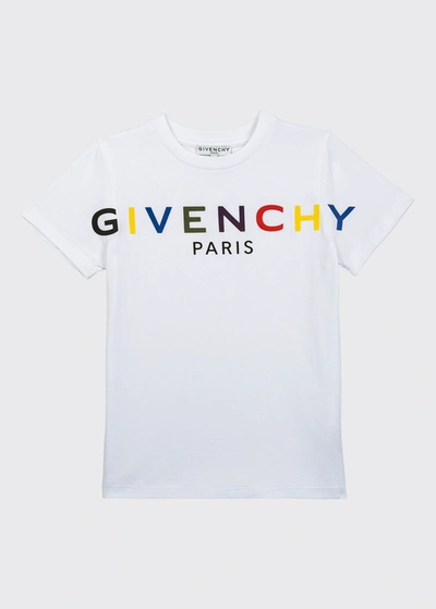 Shop Givenchy Boy's Multicolor Logo Tee In 10b White