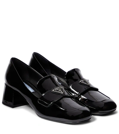 Prada 50mm Triangle-logo Patent Leather Loafers In Nero