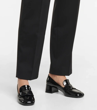 Prada 50mm Triangle-logo Patent Leather Loafers In Nero