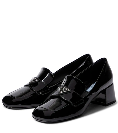 Prada 50mm Triangle-logo Patent Leather Loafers In Nero