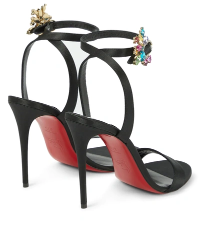 Shop Christian Louboutin Goldie Joli 100 Satin Sandals In Black/lin Black