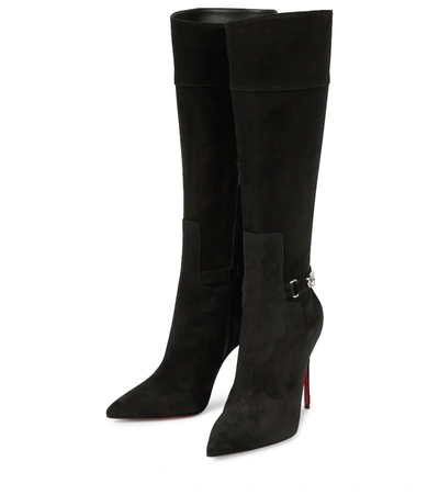 Shop Christian Louboutin Lock Kate Suede Boots In Black