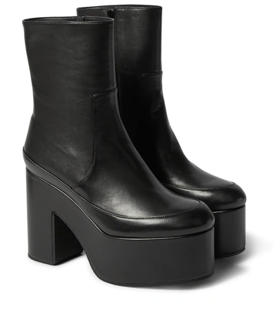 Shop Dries Van Noten Leather Platform Ankle Boots In Black