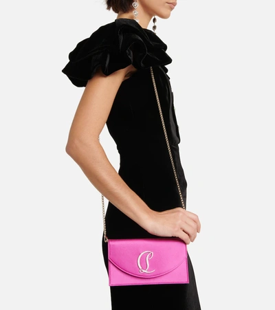 Christian Louboutin Loubi54 Satin Clutch In Lola/gold-crystal