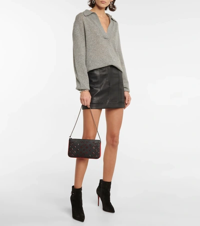 Christian Louboutin Loubila Shoudler Bag In Loubinthesky Perforated Leather In Black-loubi/loubi