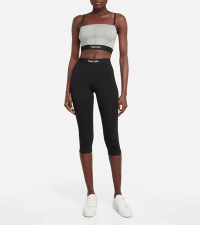 Shop Tom Ford High-rise Cropped Leggings In Black