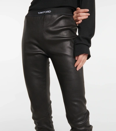 Shop Tom Ford Leather Leggings In Black