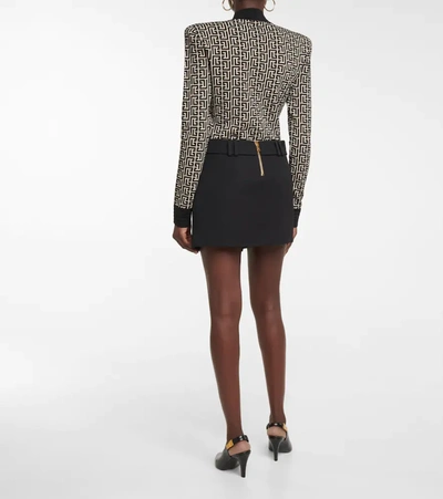 Shop Balmain Low-rise Wool Miniskirt In Noir