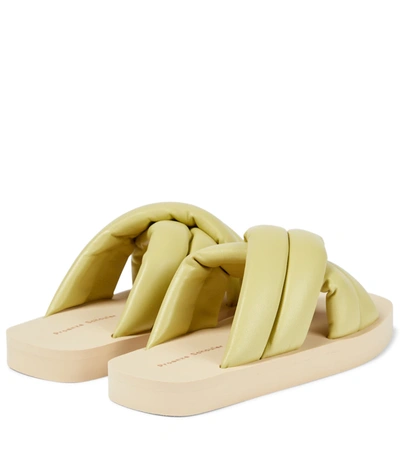 Shop Proenza Schouler Padded Crossover Leather Slides In Pale Green