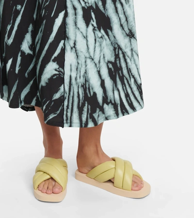 Shop Proenza Schouler Padded Crossover Leather Slides In Pale Green